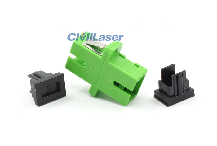 SC APC Fiber Optic Adapter Singal Core Verde Plastic Flange